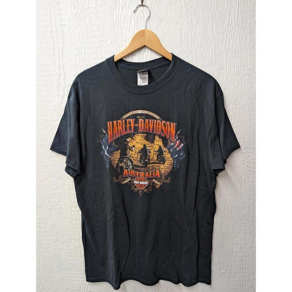 Harley Davidson Australia Black T-Shirt 2014 Land Of Southern Cross Men's Large